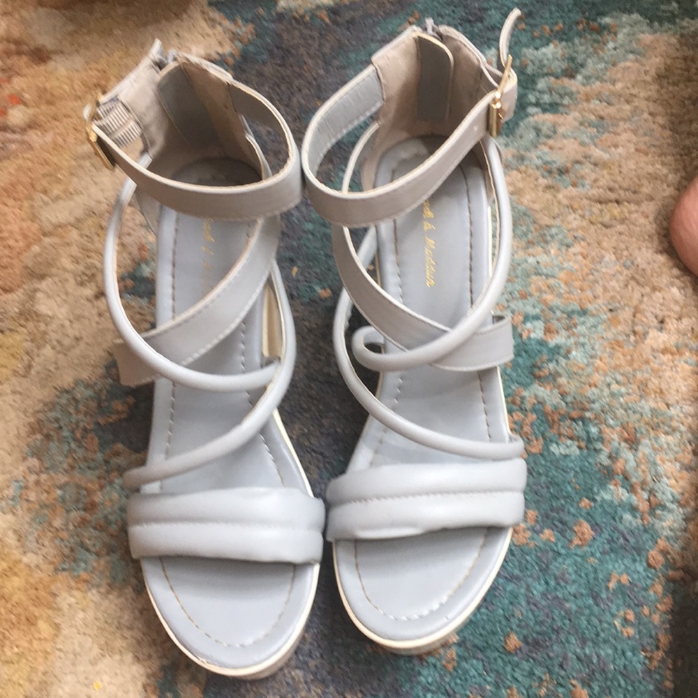 Light Blue and White high heel sandals